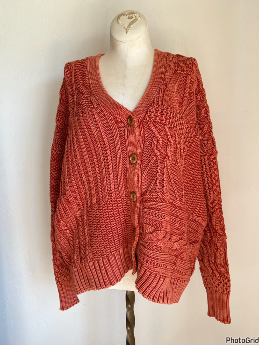 Sundance Orange Chunky Cardigan Medium